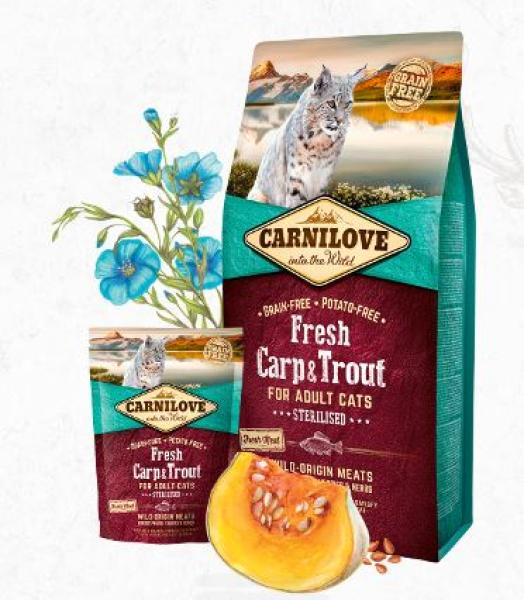 Carnilove Cat TF Adult Fresh Carp, Trout, Sterilised 6kg  - 527465